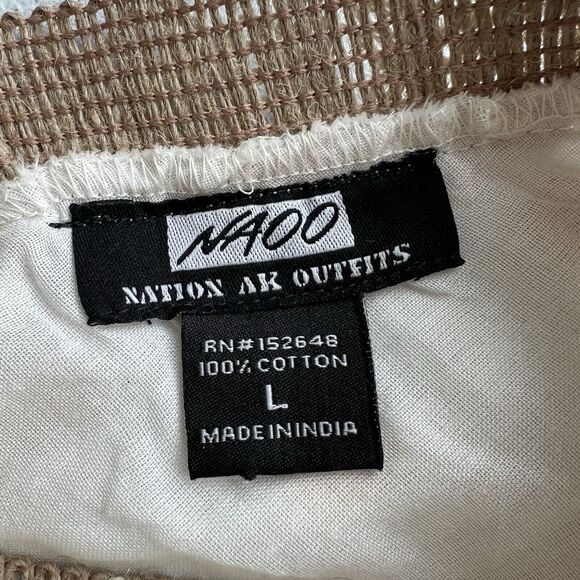 NAOO Nation AK Outfitters Size L 100% Cotton Midi Maxi Dress Tiered Peasant Gold - Picture 5 of 6
